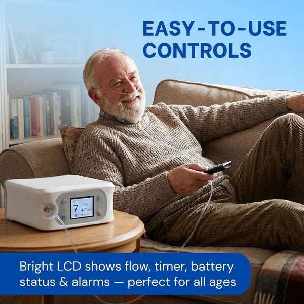 Advanced 1-7L/Min Oxygen Concentrator – AI Breath Detection, 90-94% Oxygen Purity