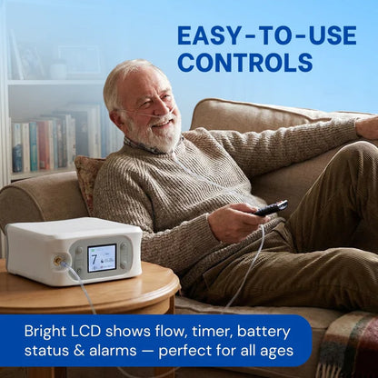 Advanced 1-7L/Min Oxygen Concentrator – AI Breath Detection, 90-94% Oxygen Purity