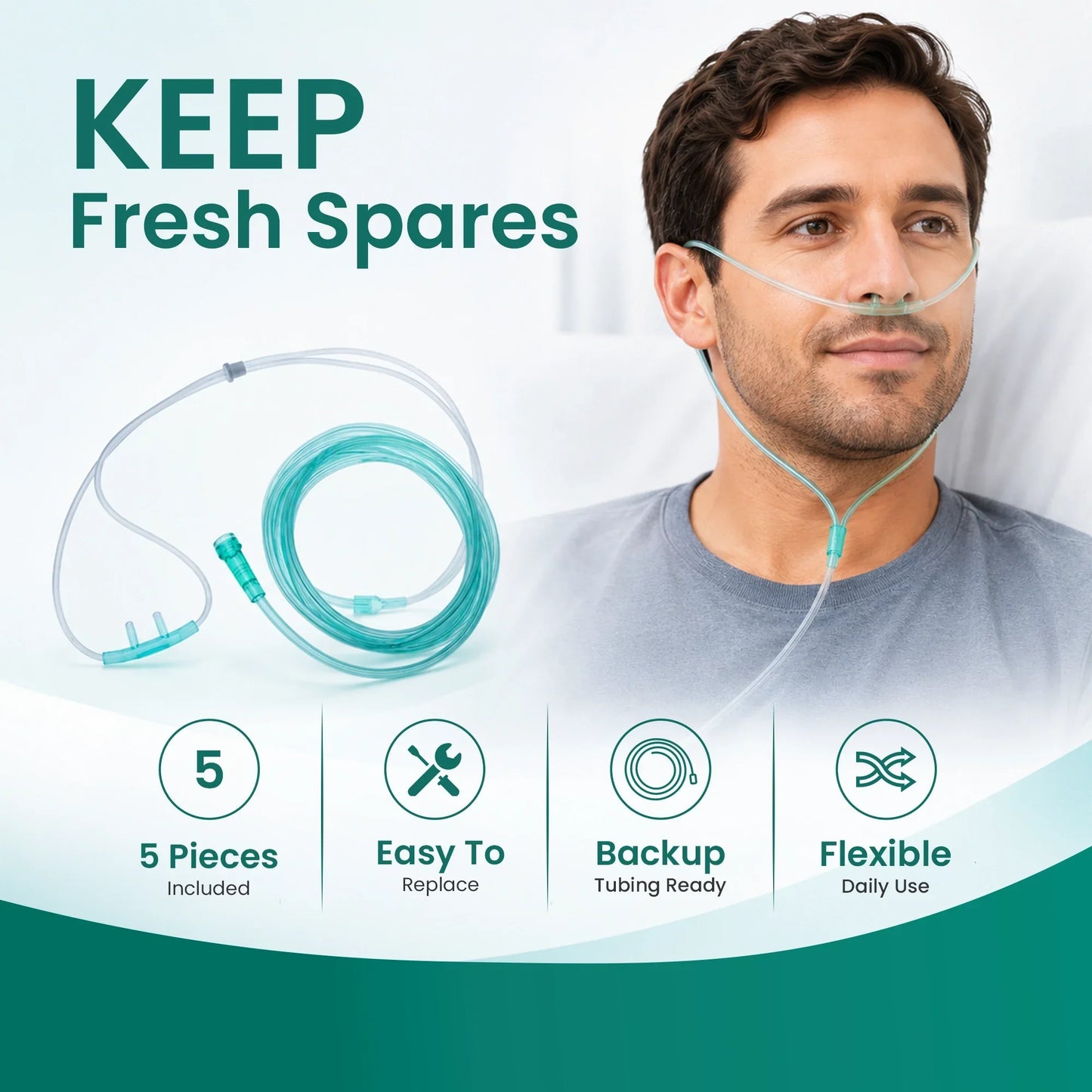 5 Pieces Nasal Cannulas For 1-3L/Min Portable Oxygen Concentrator | 2M Flexible PVC Tubing