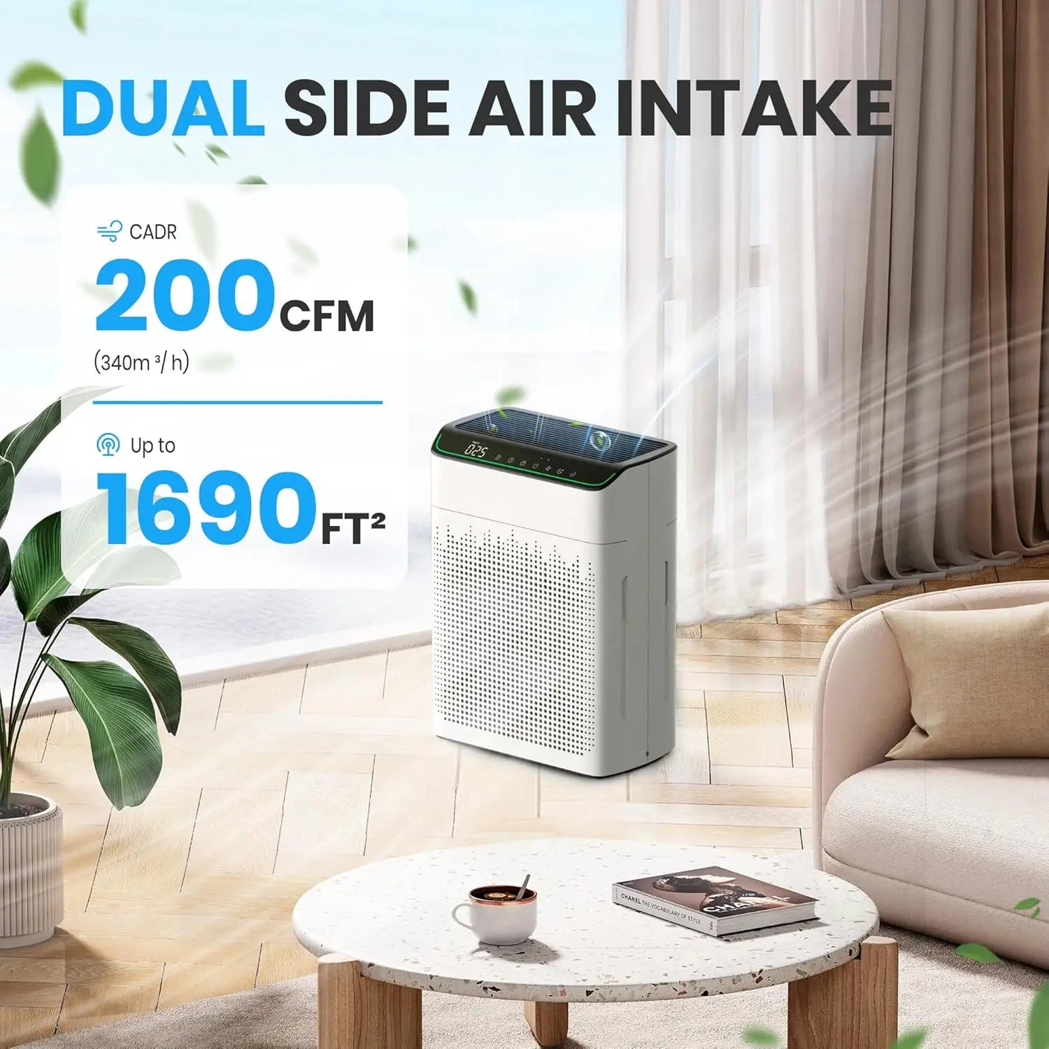 AirPeu WiFi Air Purifier for Large Rooms, HEPA, Alexa, PM2.5, 23dB