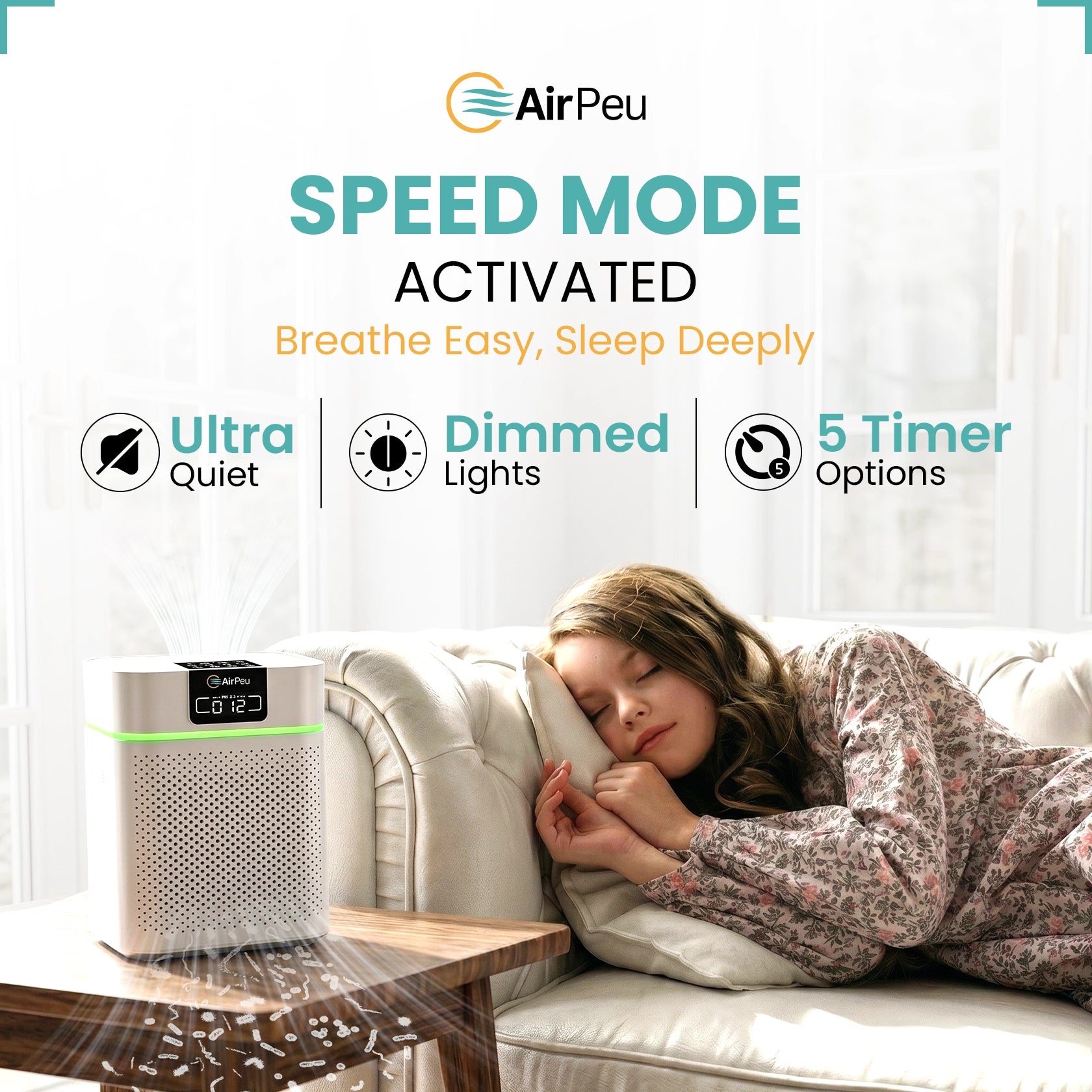 AirPeu Smart Air Purifier for Large Rooms (Up to 1730 Sqft)