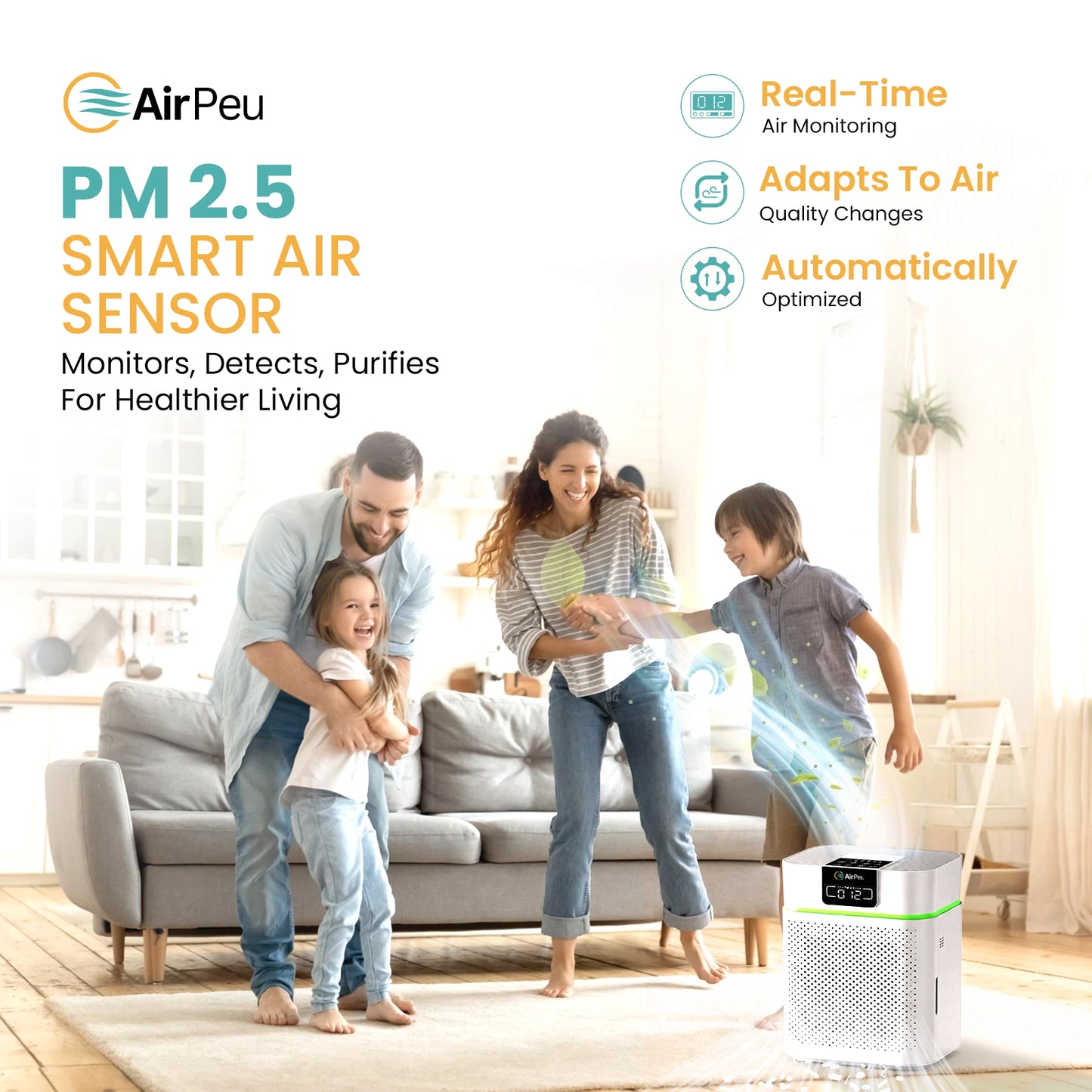 AirPeu Smart Air Purifier for Large Rooms (Up to 1730 Sqft)