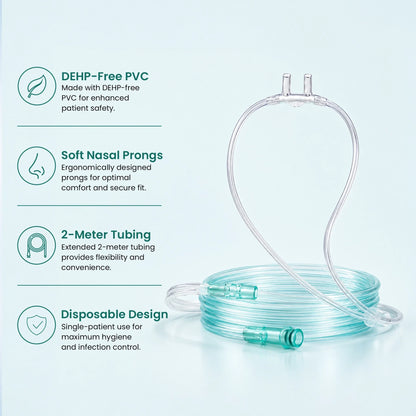 5 Pieces Nasal Cannulas For 1-3L/Min Portable Oxygen Concentrator | 2M Flexible PVC Tubing