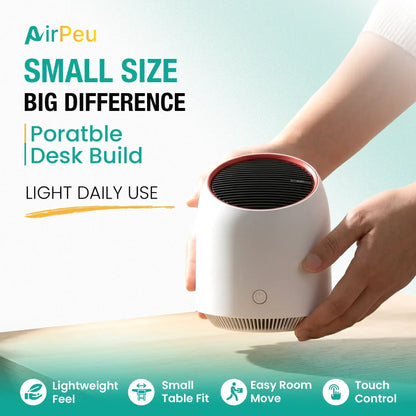 AirPeu Portable Mini Air Purifier with HEPA Filter: USB Rechargeable, Ideal for Offices, Dorms & Kitchens
