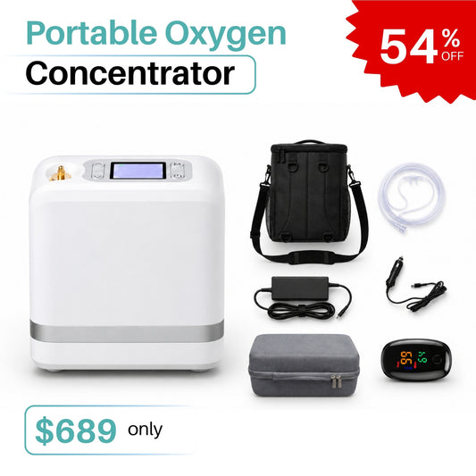 1-7L/M Portable Oxygen Concentrator | Lightweight Design + 94% Oxygen Purity + Gift Oximeter Kit