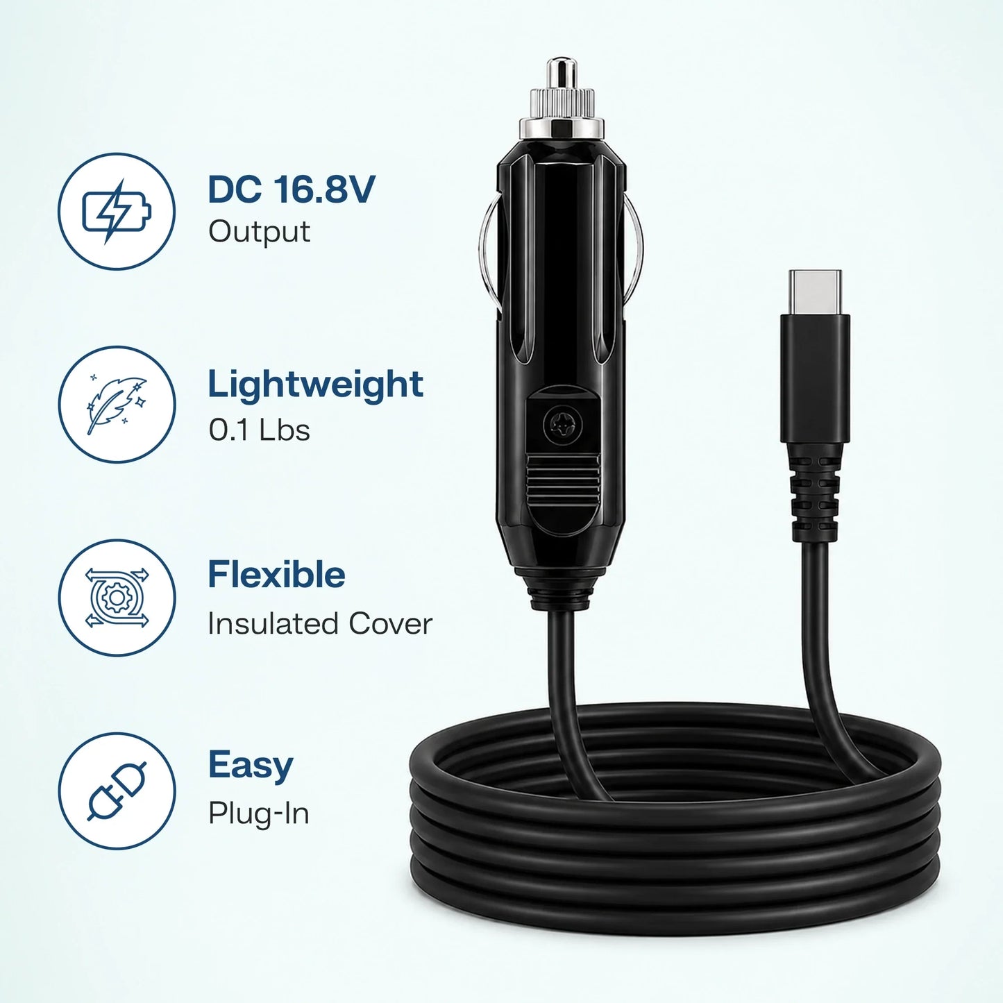 Car Charging Cable For 1-7L/Min Portable Oxygen Concentrator | 16.8V Vehicle Power Support