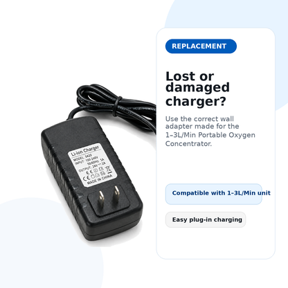 Wall Adapter For 1-3L/Min Portable Oxygen Concentrator | 4.2V Li-ion Charger